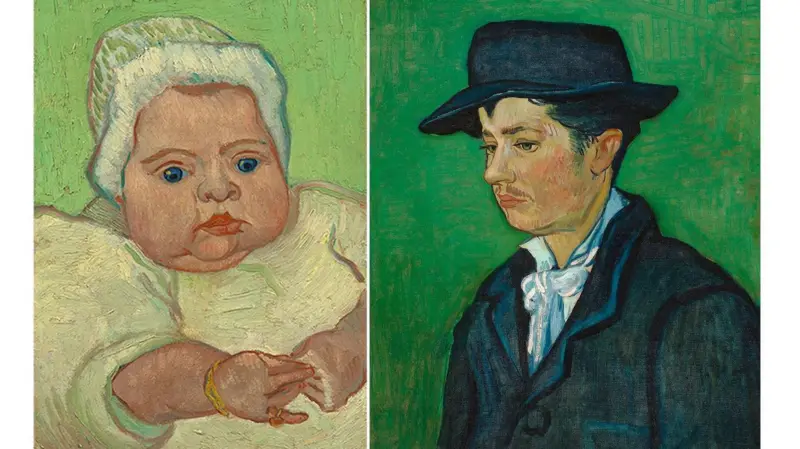 La bebé Marcelle Roulin y Armand Roulin, ambos retratados en 1888. Cortesía Museo de Bellas Artes de Boston