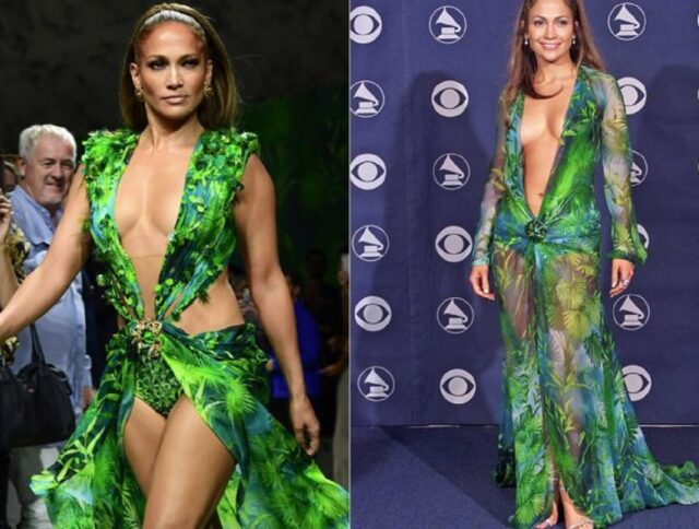 Jennifer López vuelve a causar furor con el vestido verde que usó hace 19 años