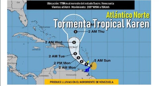 Inameh: Efectos de la tormenta tropical Karen se mantendrán por 36 horas