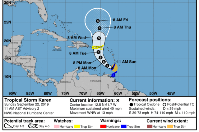 Tormenta Karen se mantendrá con fuertes vientos y lluvias en cinco regiones