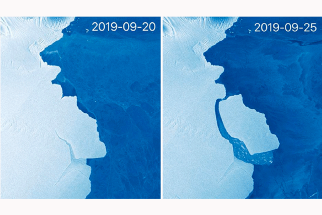 Antártica: las imágenes satelitales del desprendimiento de un iceberg de miles de millones de toneladas de hielo