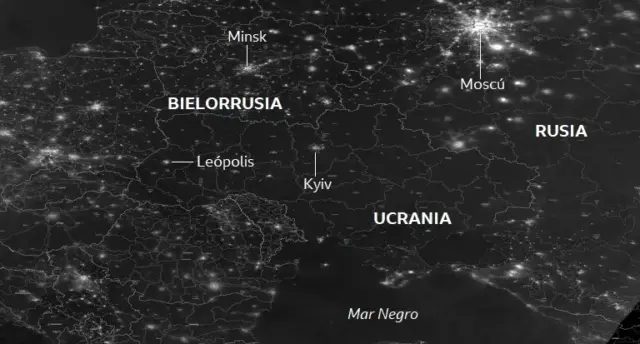 La impactante imagen satelital que muestra la dimensión de los apagones en Ucrania