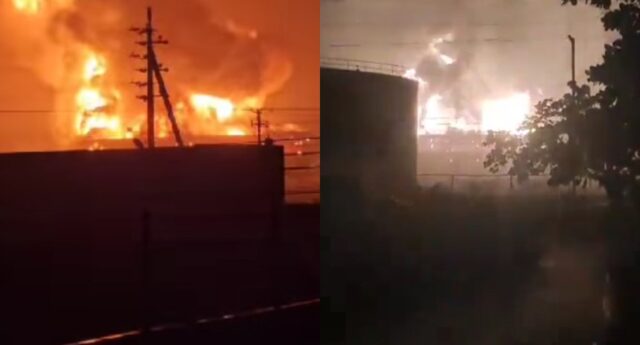 Controlan incendio en tanque de Pdvsa en Cabimas tras impacto de un rayo