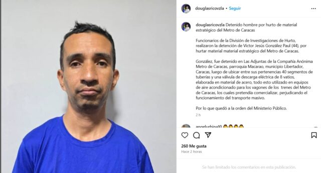Detuvieron a un hombre por el presunto hurto de "material estratégico" del metro de Caracas