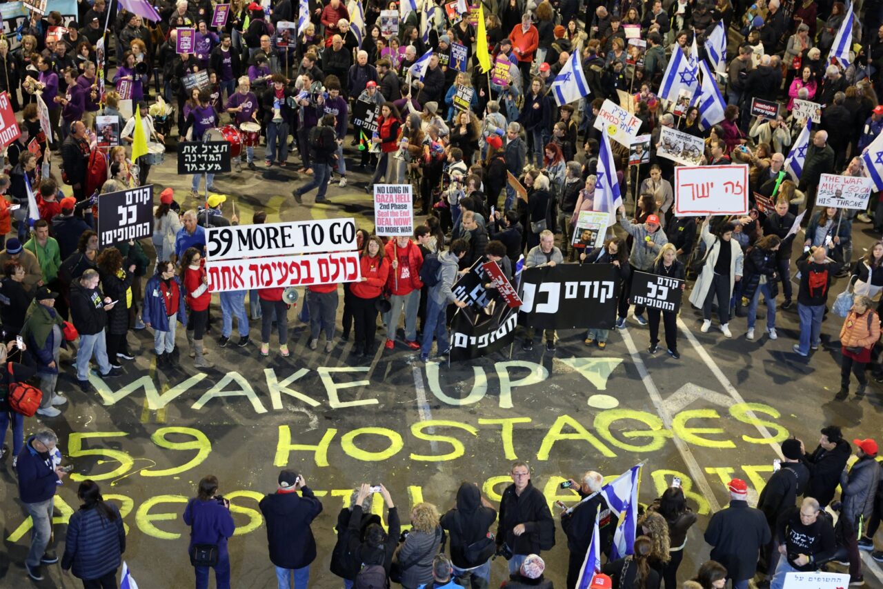 ISRAEL-PALESTINIAN-CONFLICT-HOSTAGES-PROTEST